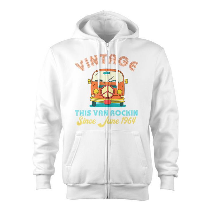 June 1964 65Th Birthday Retro Vintage 1964 Birthday Zip Up Hoodie