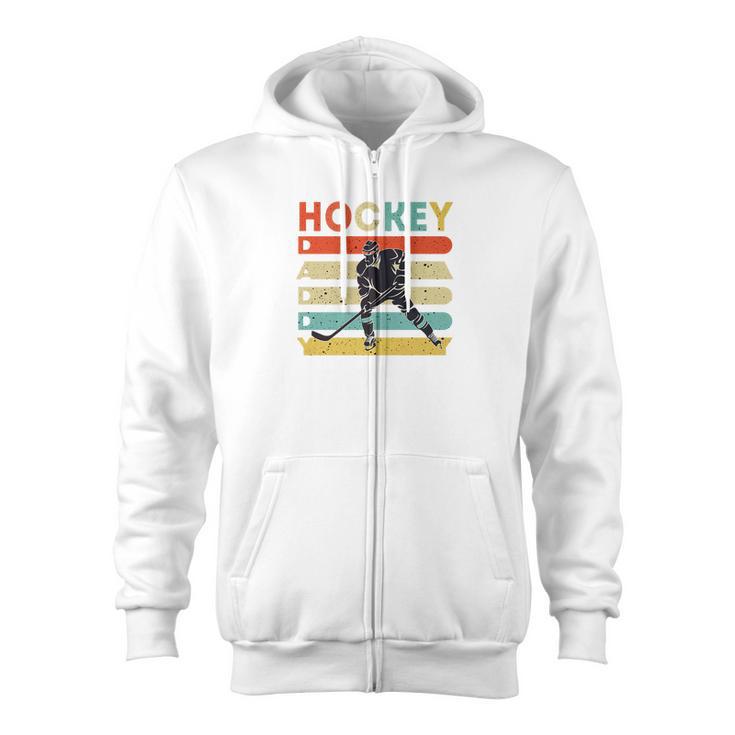 Vintage Ice Hockey Daddy Fathers Day Hockey Premium Zip Up Hoodie