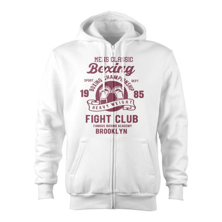 Vintage Style Boxing T Boxing Gloves Graphics Zip Up Hoodie