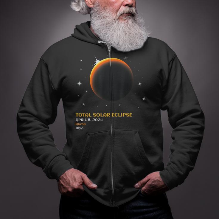 Akron Ohio Oh Total Solar Eclipse April 8 2024 Zip Up Hoodie