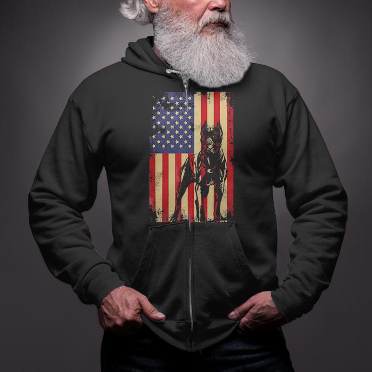 American Flag Cane Corso Shirt For 4Th Of July Zip Up Hoodie