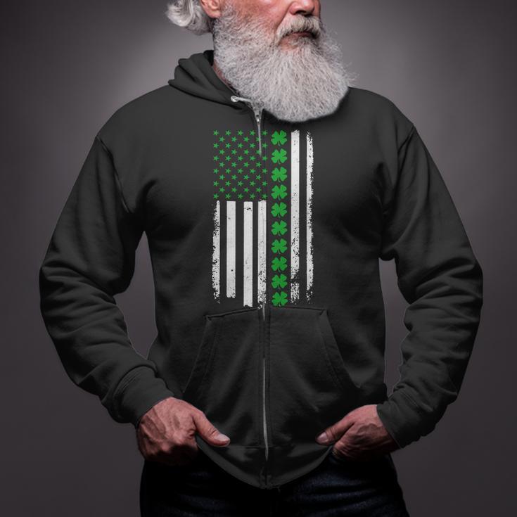 American Irish Clover Flag St Patrick's Day Zip Up Hoodie