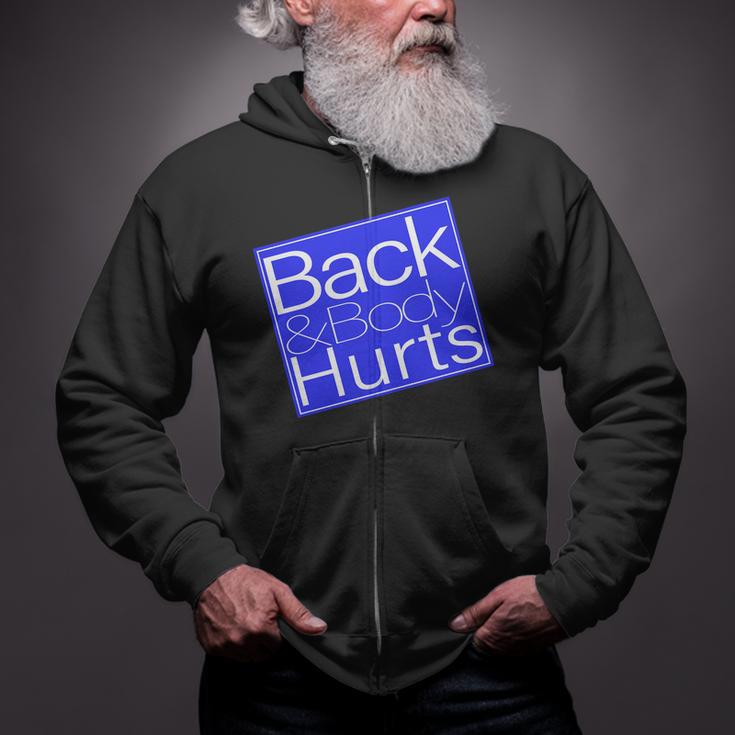 Back And Body Hurts Blue Logo Zip Up Hoodie
