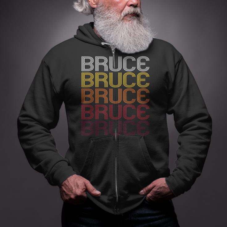 Bruce Retro Wordmark Pattern Vintage Style Zip Up Hoodie