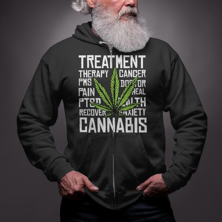 Cannabis Medical Marijuana Leaf Cbd Cool Weed Lover Zip Up Hoodie