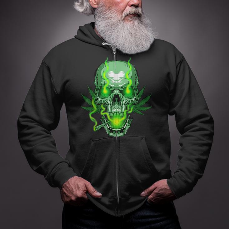 Cannabis Skull Skeleton Dead Head Death Cool Weed Idea Zip Up Hoodie