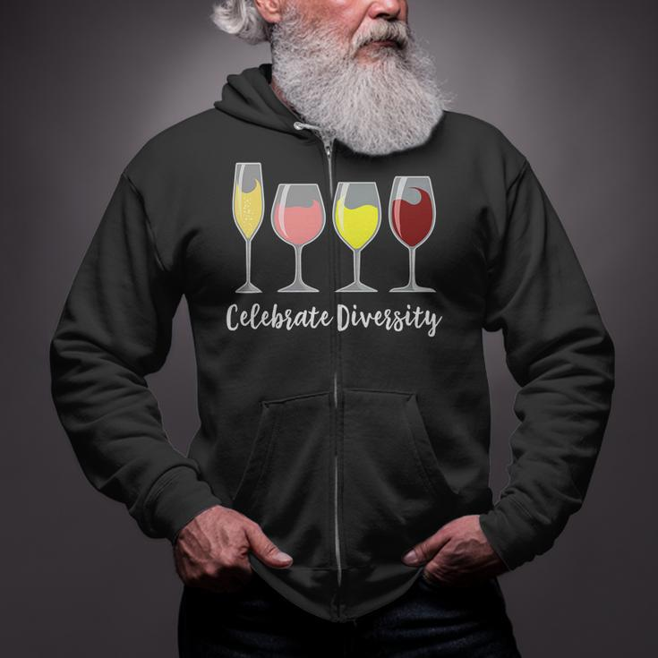 Celebrate Diversity Wine Alcohol Apparel Zip Up Hoodie