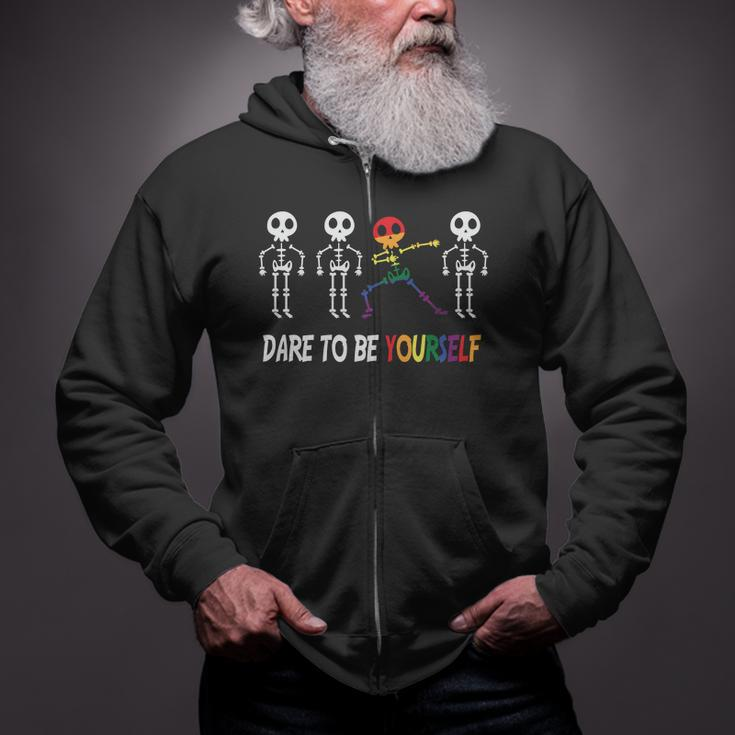 Dare To Be Yourself Lgbt Gay Pride Lesbian Bisexual Ally Quote Zip Up Hoodie