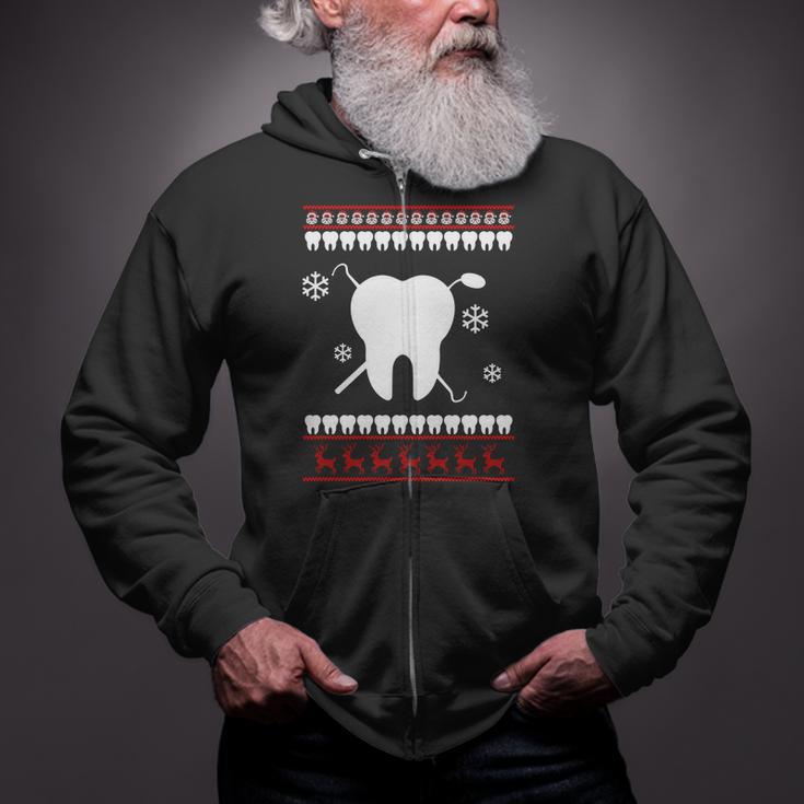 Dentist Ugly Christmas Sweater Zip Up Hoodie