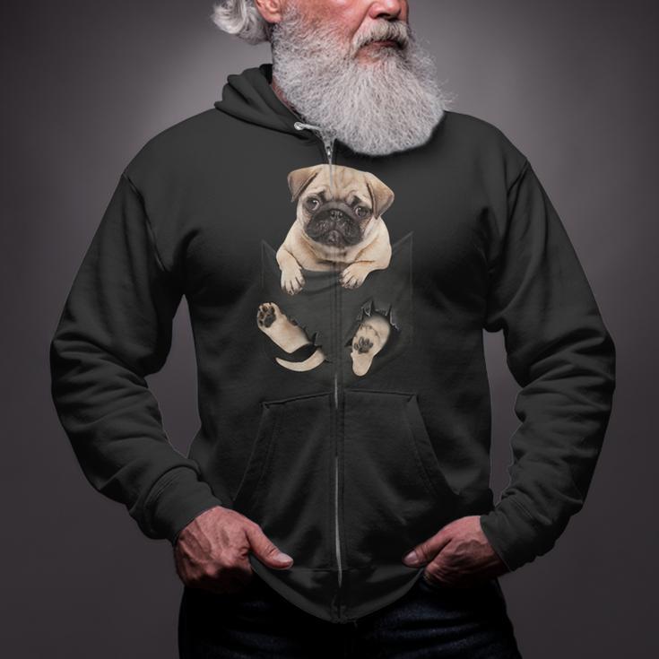 Dog Lovers Pug In Pocket Dog Pug Zip Up Hoodie