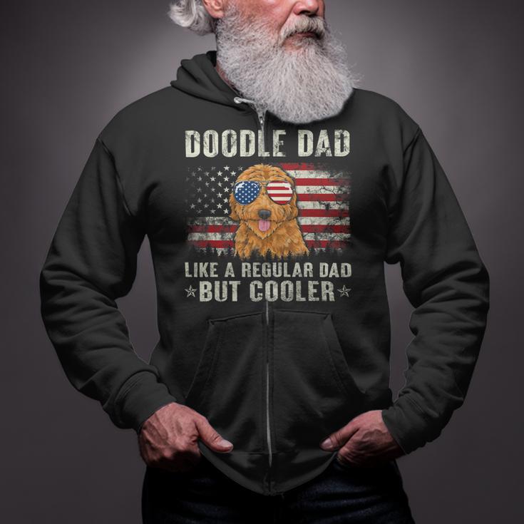 Doodle Dad Goldendoodle American Flag Fathers Day July 4Th Zip Up Hoodie