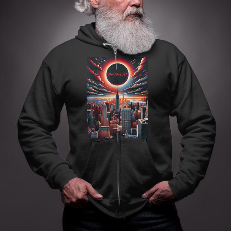 Eclipse 2024 New York 8 April 2024 Total Solar Eclipse Zip Up Hoodie