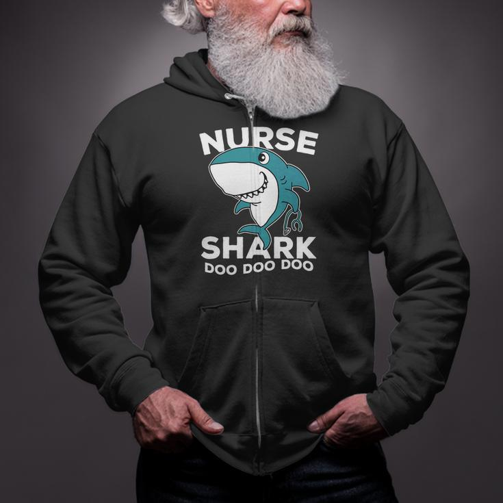 Fathers Day Nurse Shark Scrubs Dad Men Hospital Zip Up Hoodie