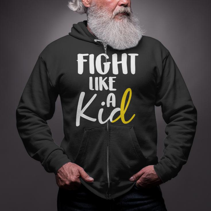 Fight Like A Kid Childhood Cancer Gold Ribbon Zip Up Hoodie