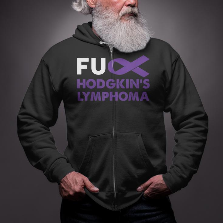 Fuck Hodgkin's Lymphoma Awareness Support Survivor Zip Up Hoodie