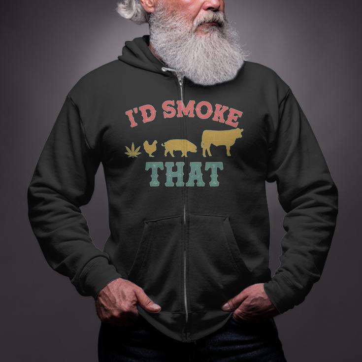 I'd Smoke That Marijuana Leaf Tshirt Zip Up Hoodie