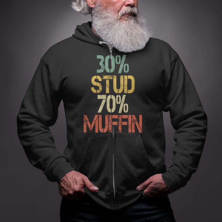 Retro 30 Stud 70 Muffin Sarcasm Dad Bod Figure Zip Up Hoodie