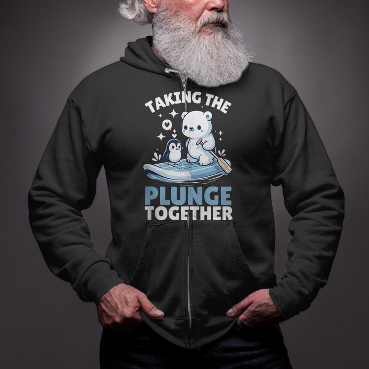 Taking The Plunge Together Polar Bear Plunge Zip Up Hoodie