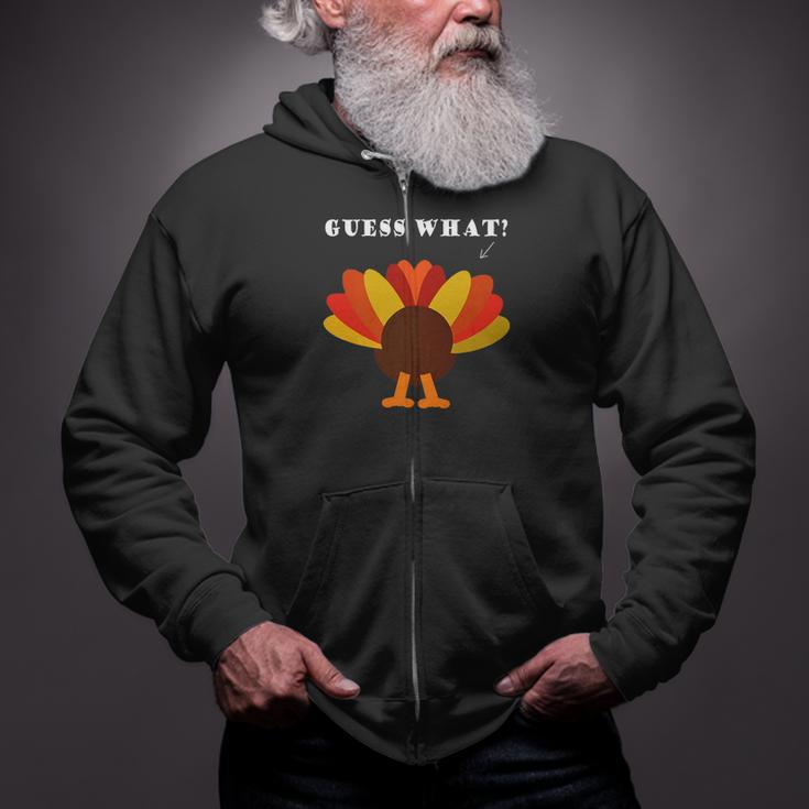 Thanksgiving Guess What Turkey Butt 4 Zip Up Hoodie