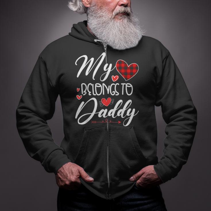 My Heart Belongs To Daddy Heart Valentines Day Son Daughter Zip Up Hoodie