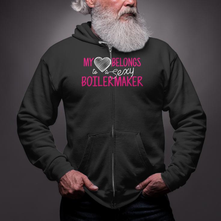 My Heart Belongs To A Sexy Boilermaker Wife Zip Up Hoodie