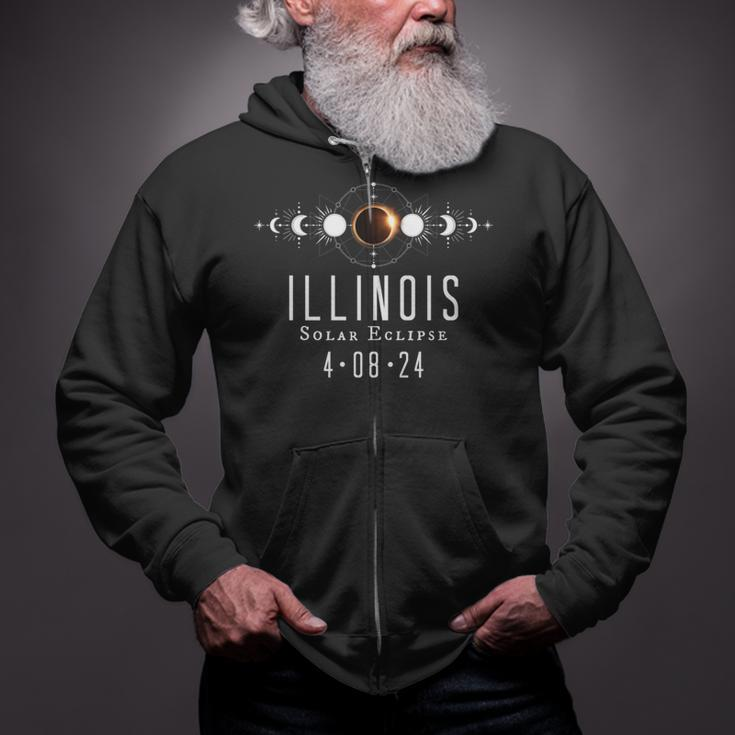 Illinois Solar Eclipse Spring 2024 Totality April 8 2024 Zip Up Hoodie