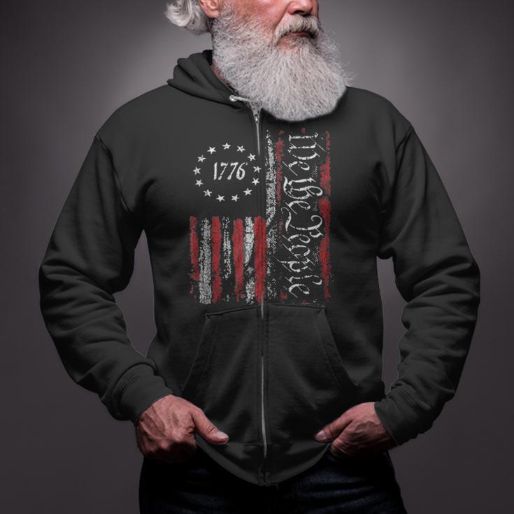 Independence Day American Flag Patriotic 1776 We The People Zip Up Hoodie