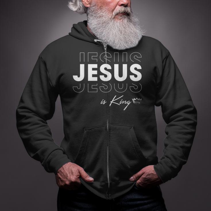 Jesus Is King Scripture God Crown Bible Christian Zip Up Hoodie