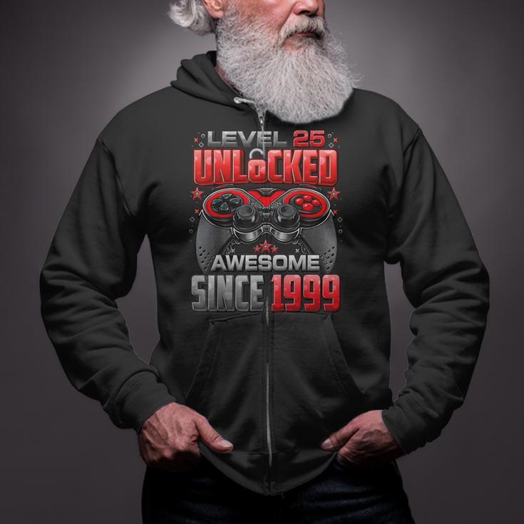 Level 25 Unlocked Awesome Since 1999 25Th Birthday Gaming Zip Up Hoodie