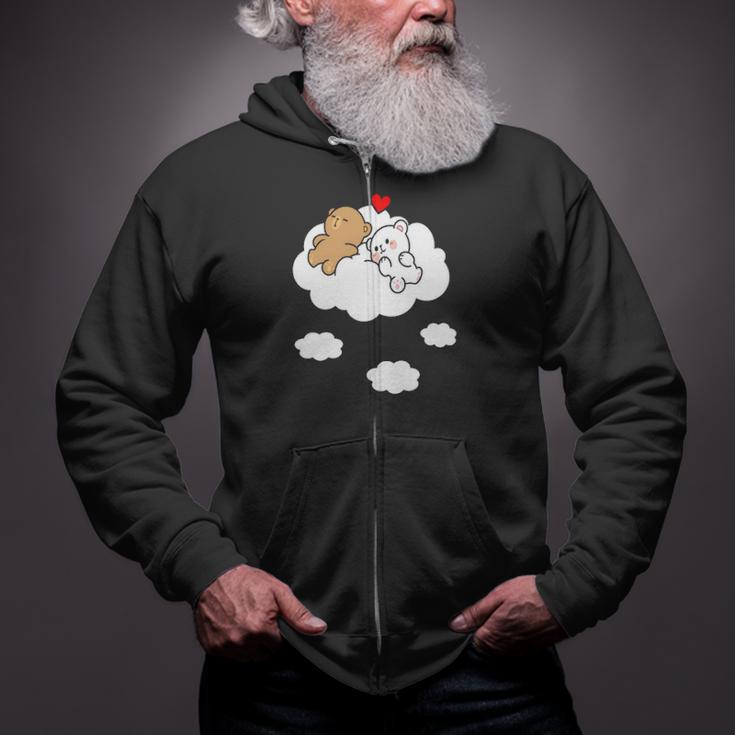 Milk Mocha Bear Drifting Away In Love Valentines Couples Zip Up Hoodie