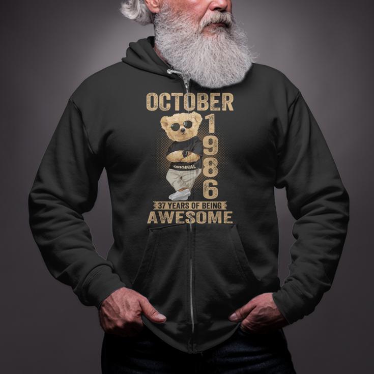 October 1986 37Th Birthday 2023 37 Years Of Being Awesome Zip Up Hoodie