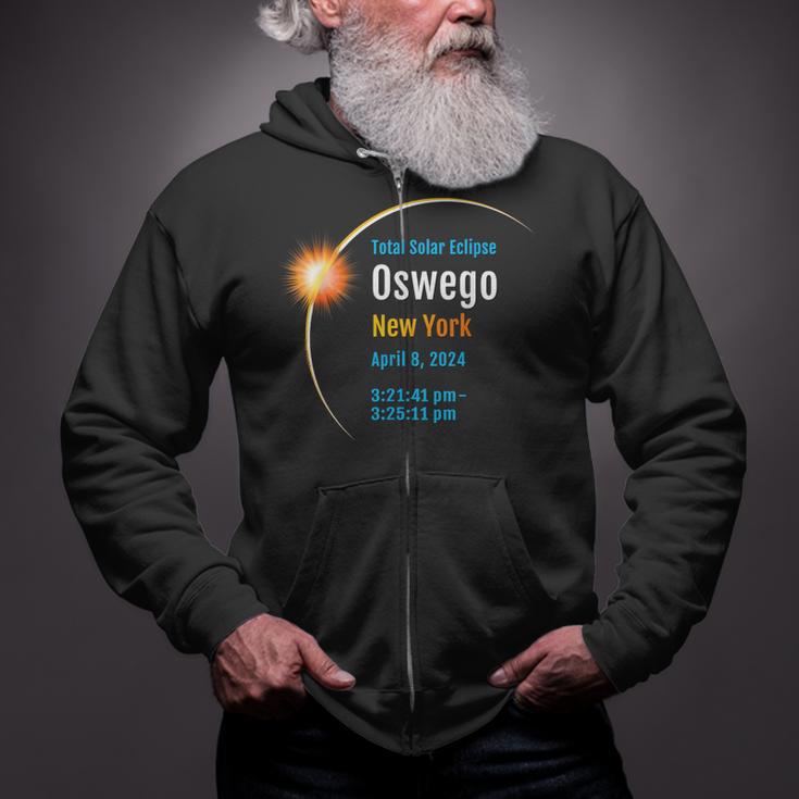 Oswego New York Ny Total Solar Eclipse 2024 1 Zip Up Hoodie