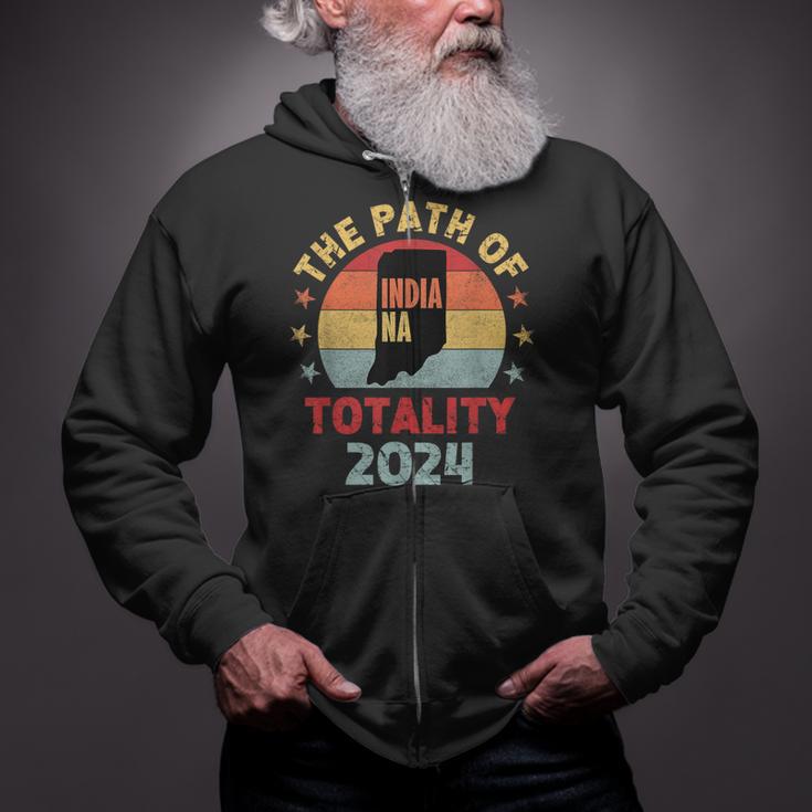 The Path Of Totality Indiana Solar Eclipse 2024 In Indiana Zip Up Hoodie