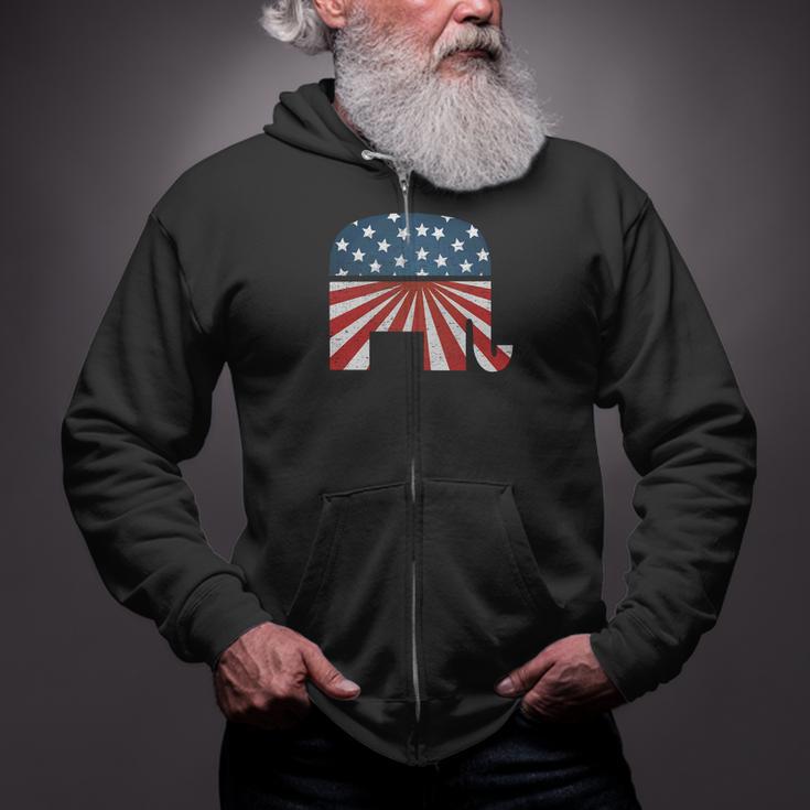 Patriotic Elephan America Usa Republican Party Zip Up Hoodie