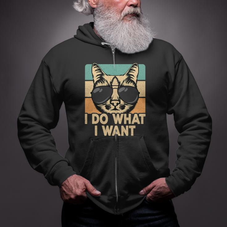 Retro I Do What I Want Cat Lover Zip Up Hoodie