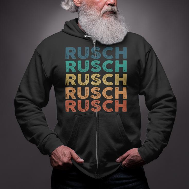 Rusch Name Shirt Rusch Family Name Zip Up Hoodie
