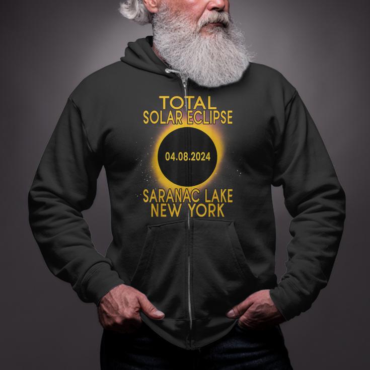 Saranac Lake New York Total Solar Eclipse 2024 Zip Up Hoodie