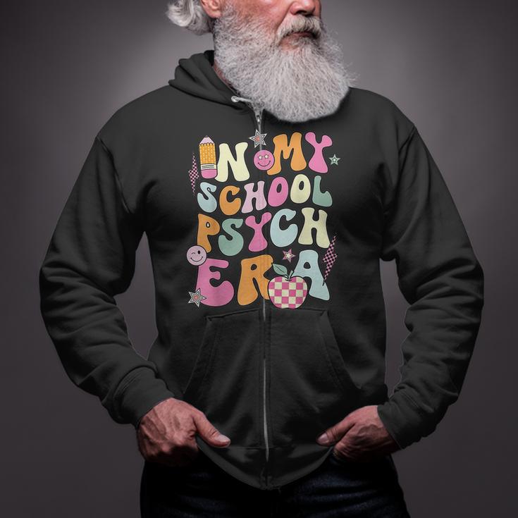 In My School Psych Era Retro School Psychologist Psychology Zip Up Hoodie