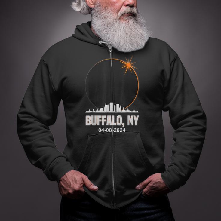 Solar Eclipse 2024 Buffalo Skyline Total Solar Eclipse Zip Up Hoodie