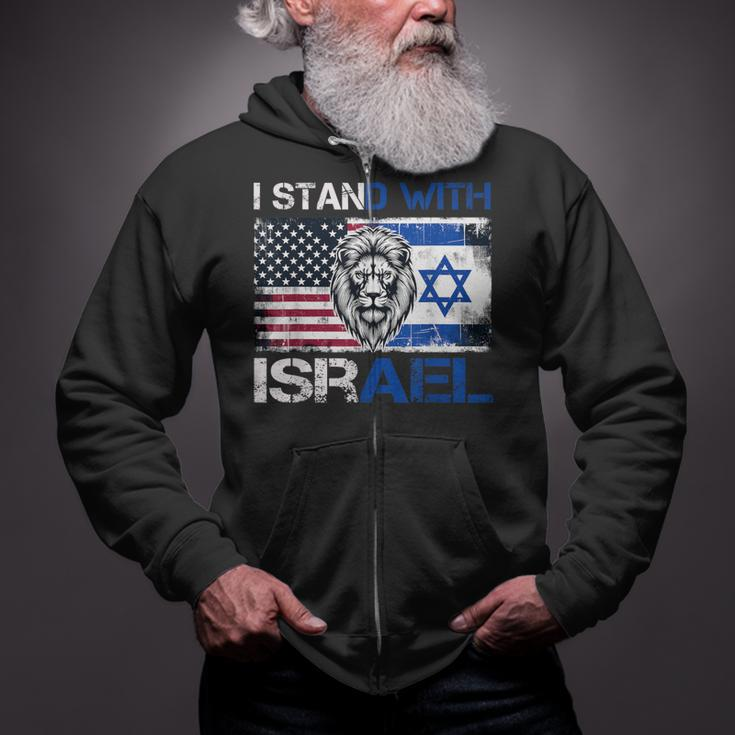 I Stand With Israel Us Support Lion Love Israeli Brotherhood Zip Up Hoodie