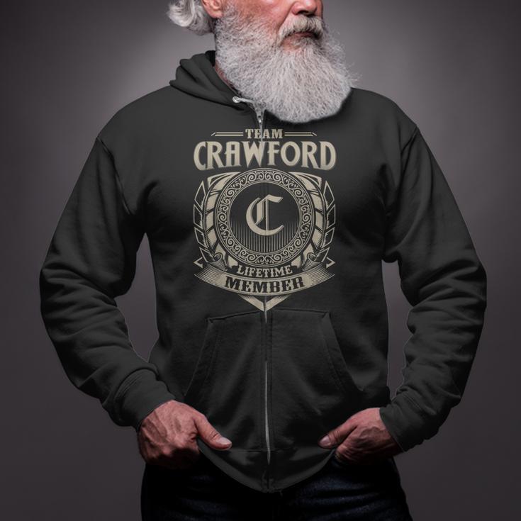 Team Crawford Lifetime Member Vintage Crawford Family Zip Up Hoodie