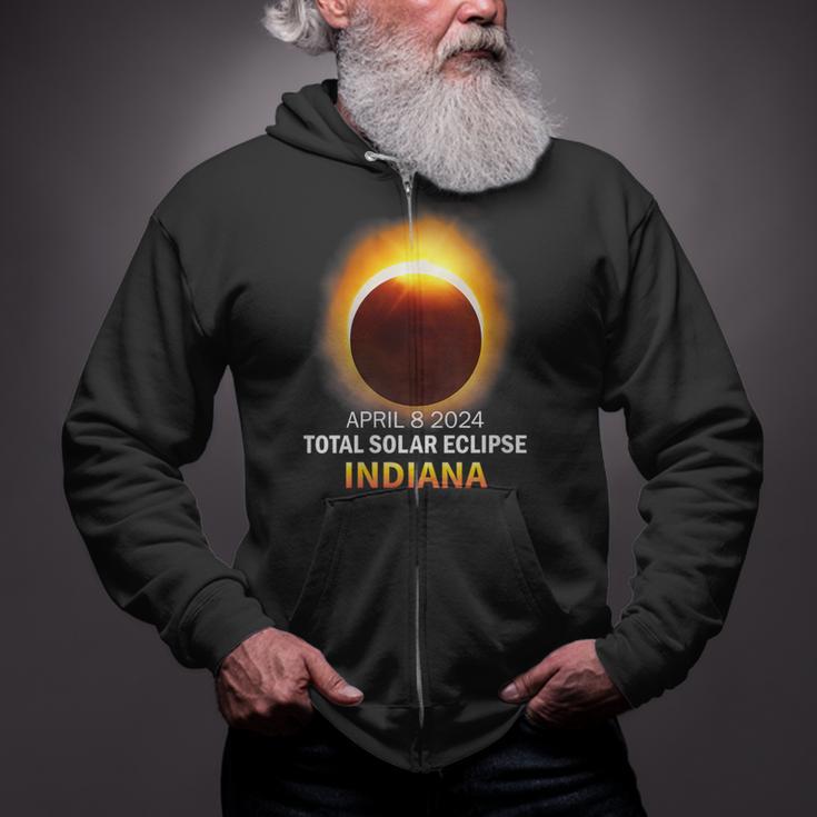 Total Solar Eclipse 2024 Indiana April 8 America Totality Zip Up Hoodie