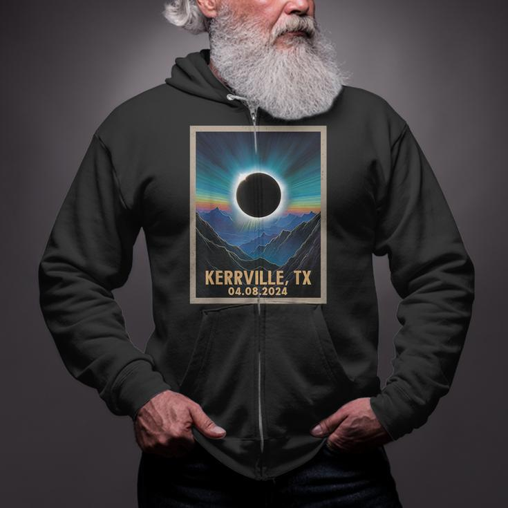 Total Solar Eclipse 2024 Kerrville Texas Vintage Zip Up Hoodie