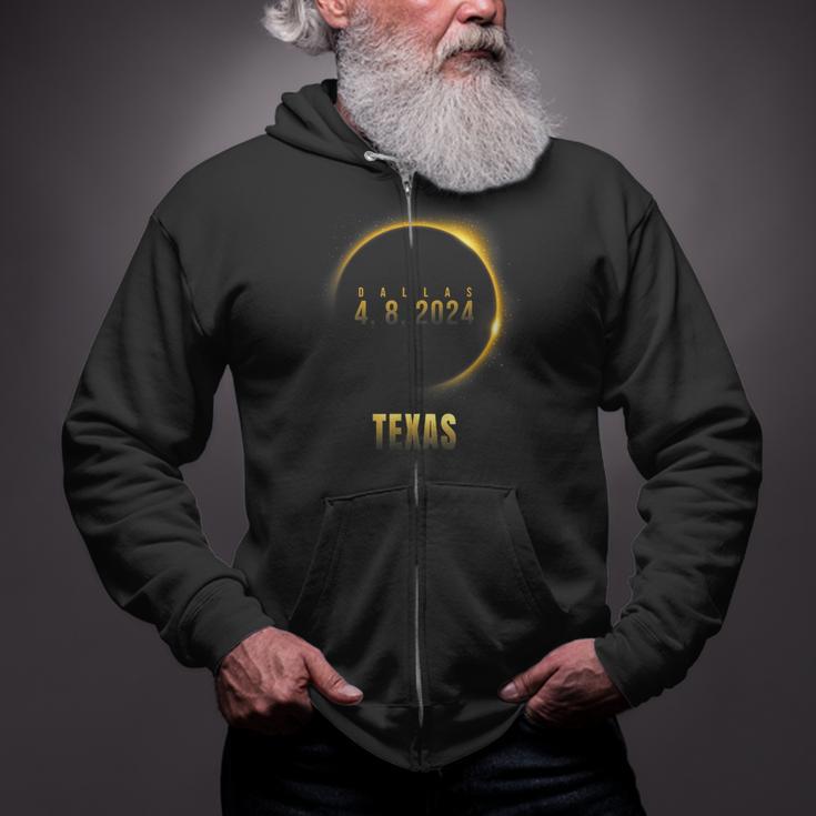 Total Solar Eclipse 4082024 Dallas Texas Zip Up Hoodie