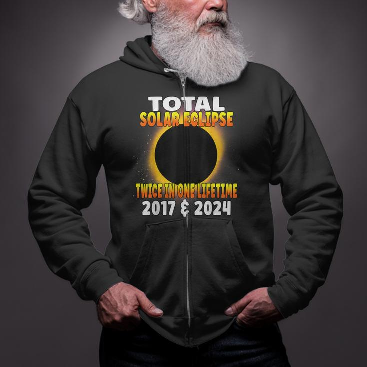 Total Solar Eclipse Twice In One Lifetime 2017 & 2024 Cosmic Zip Up Hoodie