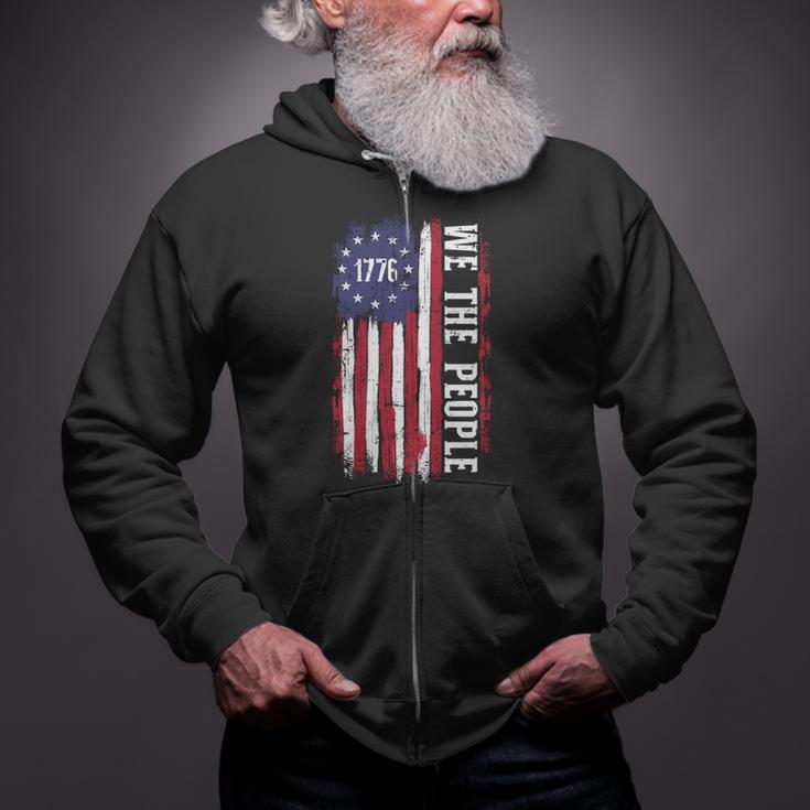 Us American Flag 1776 We The People For Independence Day Zip Up Hoodie