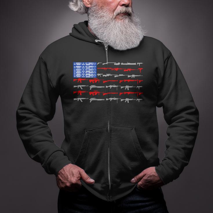 Usa Flag 2Nd Amendment Gun Flag Rights V2 Zip Up Hoodie