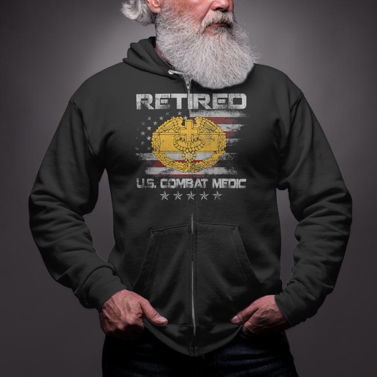 Veteran Vets US Army Retired Combat Medic Proud Veteran Medical Military 149 Veterans Zip Up Hoodie