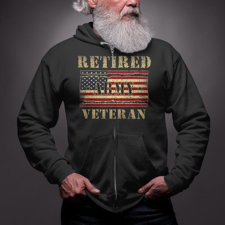 Veteran Vets Vintage American Flag Shirt Retired Army Veteran Day Veterans Zip Up Hoodie