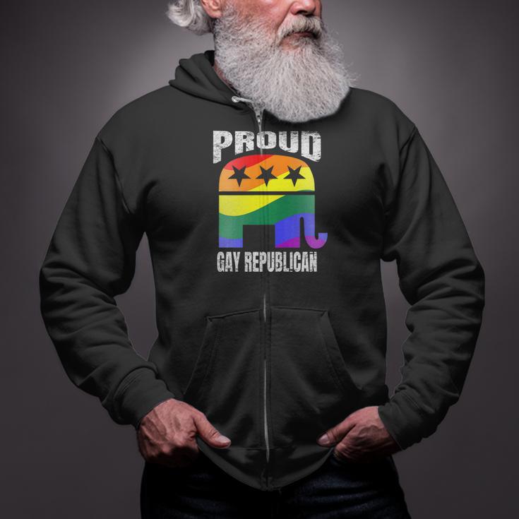 Vote Republican Gay Pride Flag Elephant Vintage Zip Up Hoodie